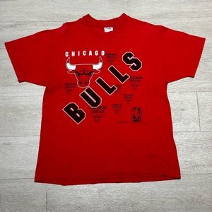 Vintage Chicago Bulls T Shirt NBA Large Print Hanes Big Logo 90s Mens Size XL